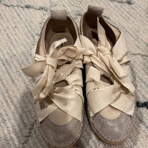 Free People Cream and Gray Espadrilles